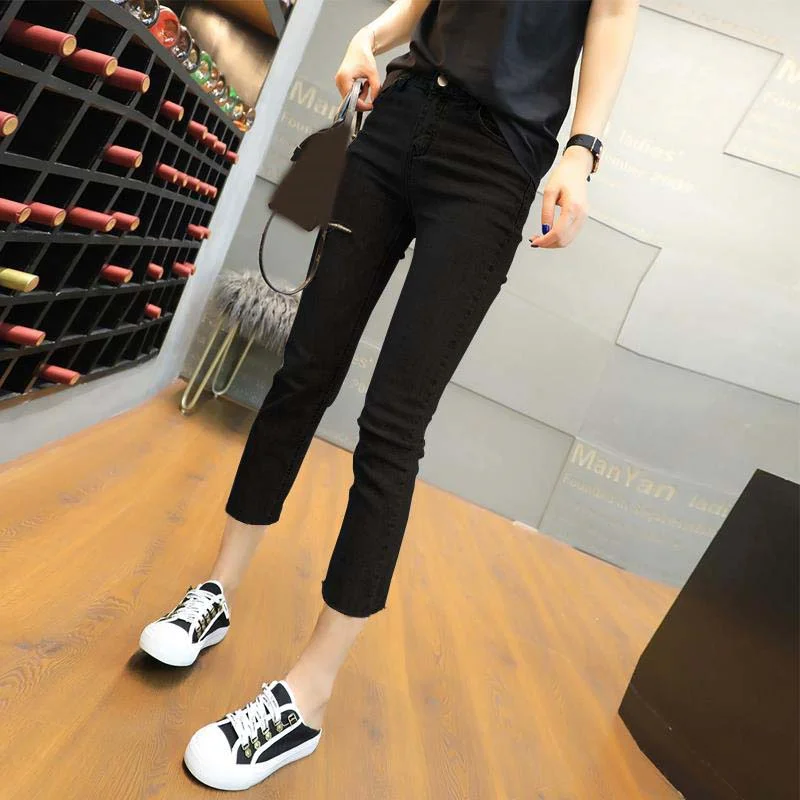 

Women Jeans 2022 Ripped New Denim Pants Skinny Y2k High Waist Hole Slim Long Clothing Washed Mom Jeans Trousers Woman