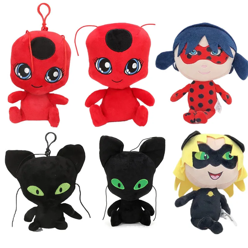 

Plush Toys Kawaii Anime Miraculous Tales of Ladybug Cat Noir Stuffed Toys Cute Doll Keychain Backpack Bag Decor Children Gift