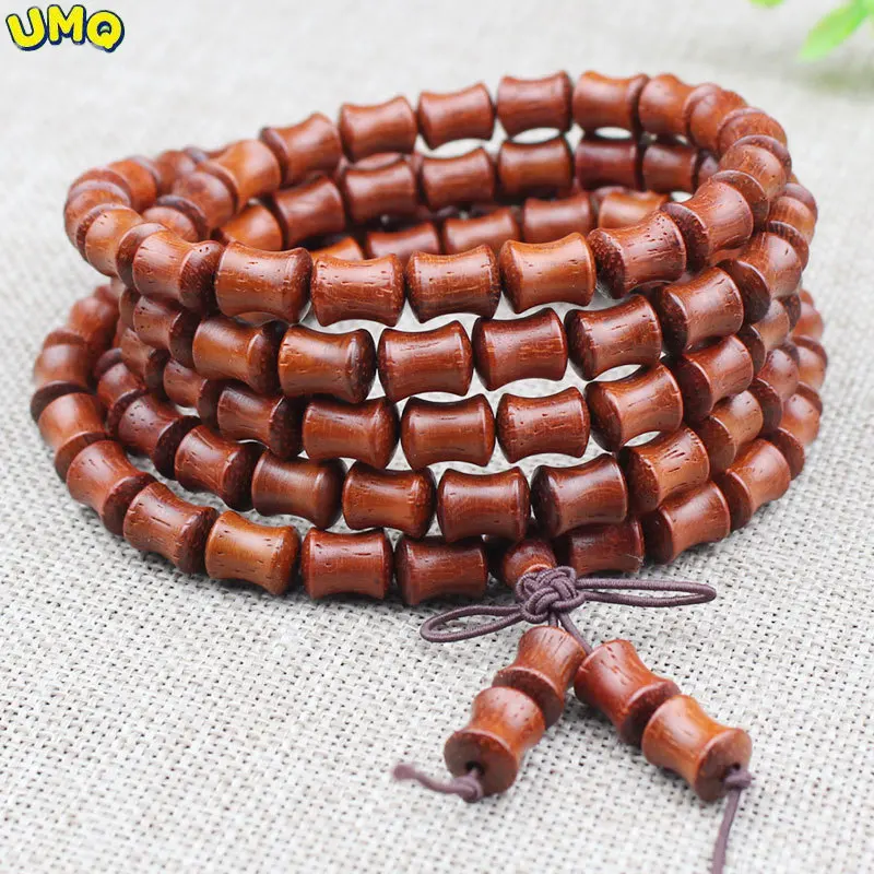 Ручная гирлянда Honghua из 108 бамбука, бусины Будды, кошачий глаз, Красное сандаловое дерево, деревянное изделие ручной работы для мужчин и женщин, мужской амулет