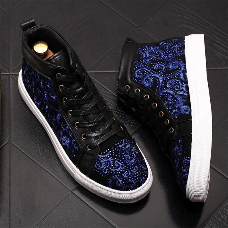 

male designer Embroidery sneakers punk hip hop casual apartments maple shoes ankle boots inside increase moccasins zapatillas
