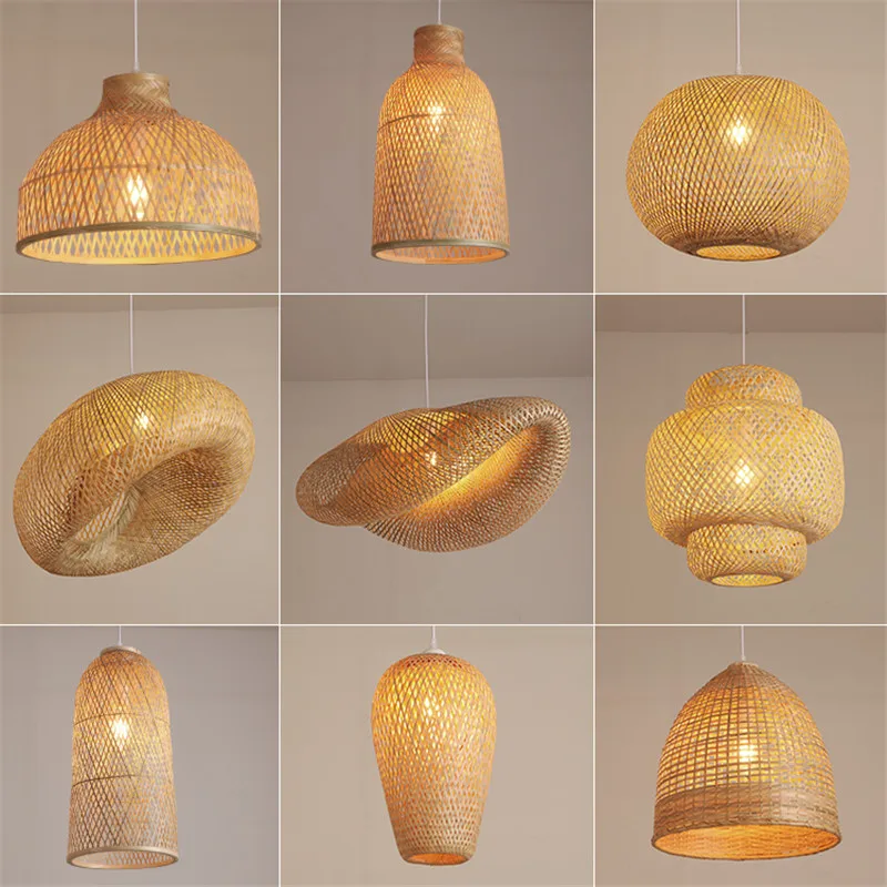 

Classic Bamboo Lustre Chandelier Hanging Lamp Ceiling Handmade Rattan Pendant Light Fixture Weaving Home Living Bed Room Decor