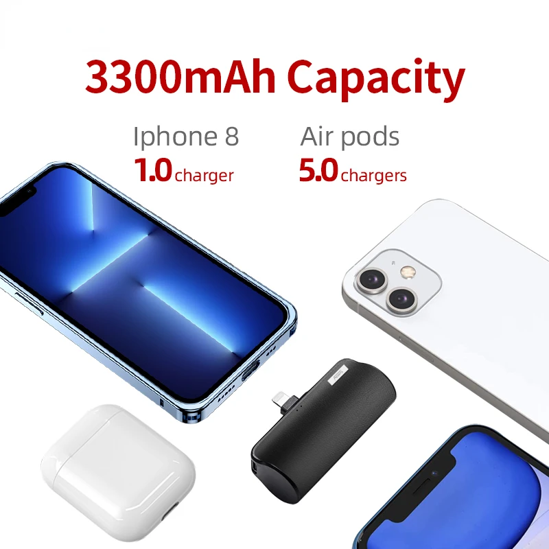 

2022 Trend Bank 3300mAh External Battery Wireless Charging For iPhone 13 Pocket Mini Power Bank mobile phone charger For Xiaomi