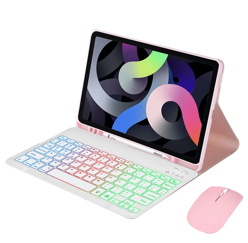 

Чехол с клавиатурой для Samsung Galaxy Tab S7, чехол для Galaxy Tab S8, чехол SM-X700 SM-X706, чехол Teclado, клавиатура с радужной подсветкой