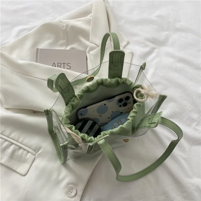 2023 Design Handbag Transparent Bag Candy Color Mother Bag Women Large Capacity Shoulder Bag Purses for Women Acrylic Tote Bags
