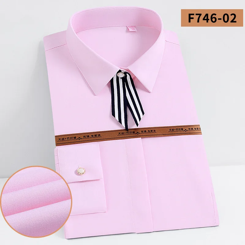 Shirt Women's Wrinkle-resistant Bamboo Fiber Long Sleeve Women's Summer Slimming Women's Professional Shirt  Slimming Overalls