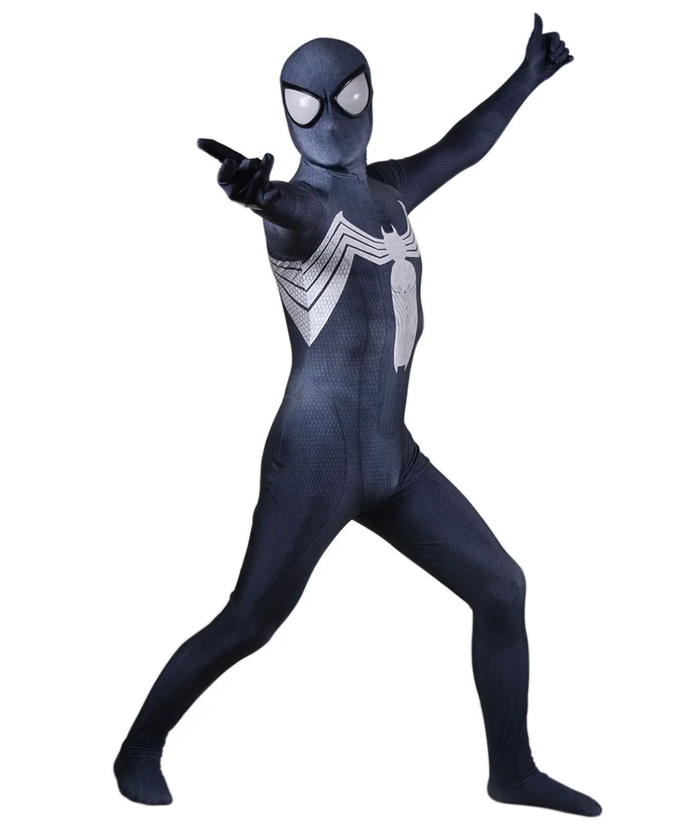 

Halloween Adults Kids Black Cosplay Costume Venom Symbiote SuperHero Zentai Suit Men Boys Male Bodysuit