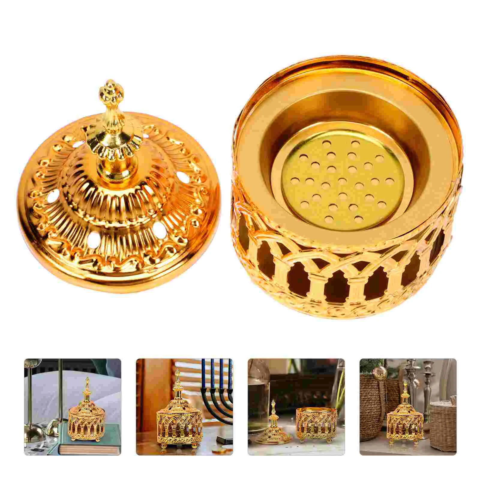 

Burner Holder Alloy Censer Retro Vintage Tibetan Aromatherapy Cone Ornament Arabian Bakhoor Middle East