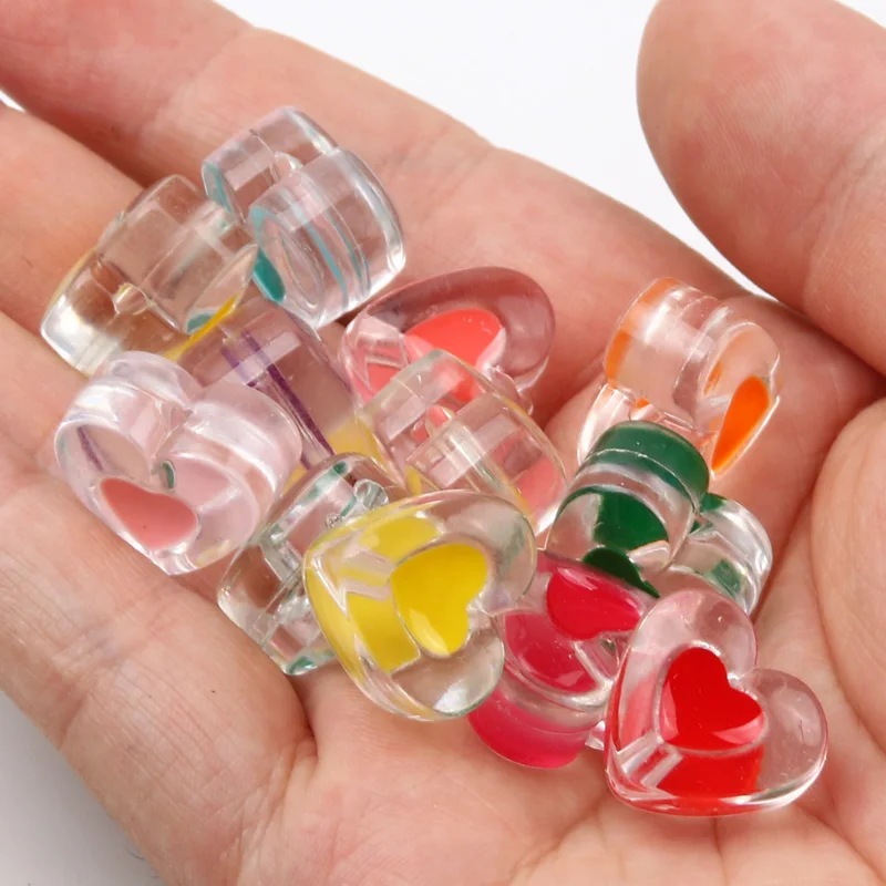 

10 шт., акриловые бусины-подвески в виде сердца