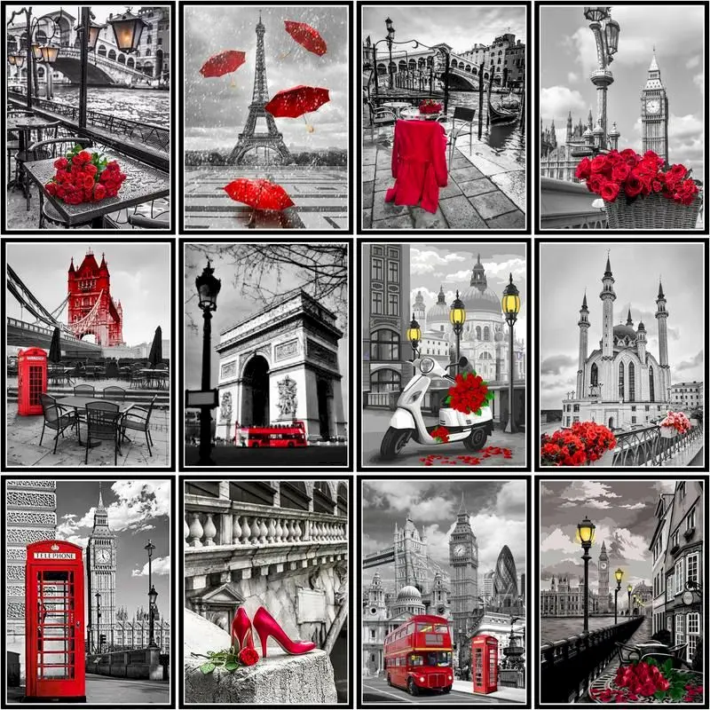 

GATYZTORY Diy Pictures By Numbers London Street Scenery Kits Coloring By Number Handpainted Art Drawing On Canvas Home Decor