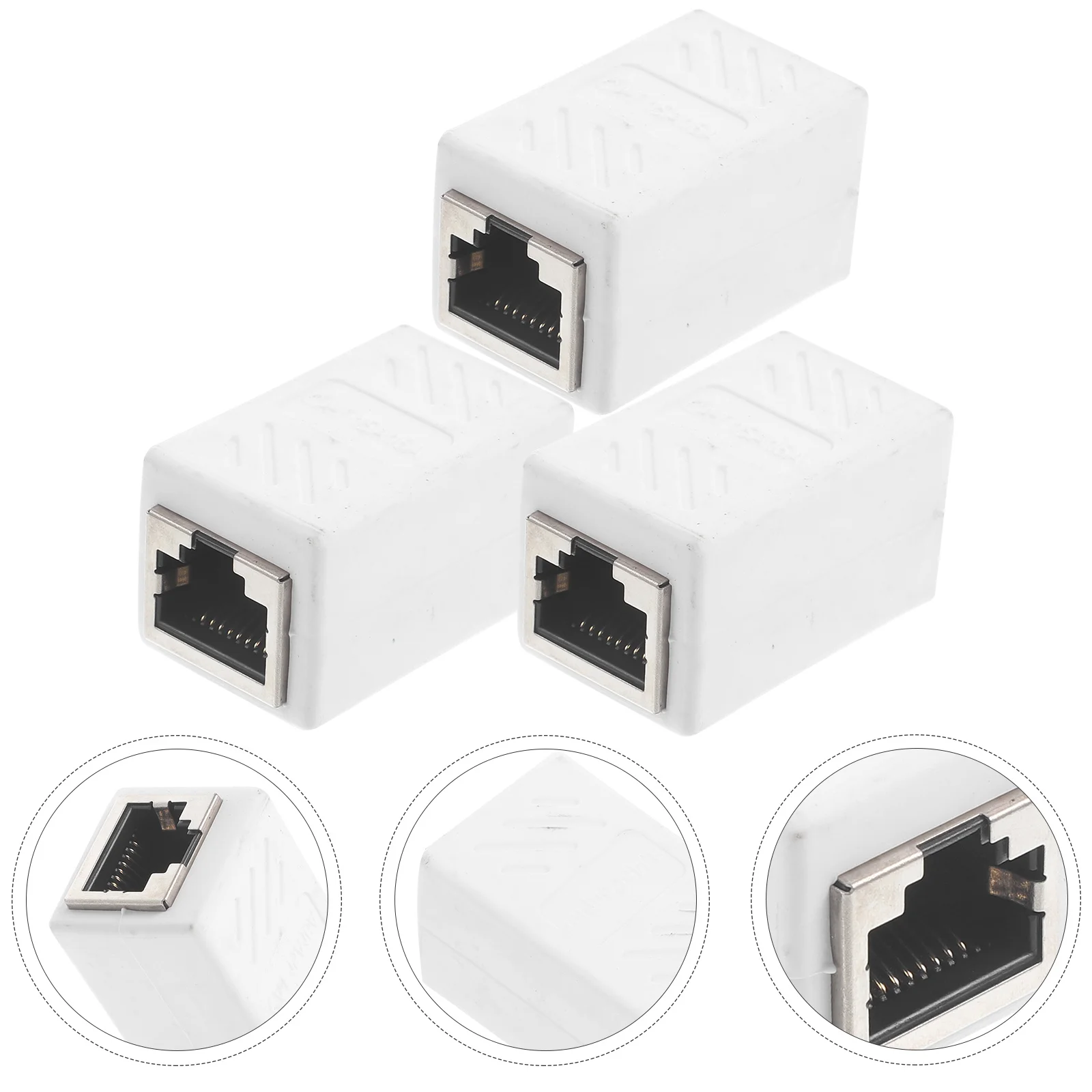 

3 Pcs Network Cable Connector Cat6 Ethernet Coupler Female Adapter Abs Extender
