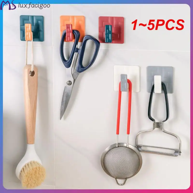 

1~5PCS Nail Free Simple Storage Square Fashion Wear-resistant Hook Up Kitchen Creativity Beautiful No Trace Wall Portable