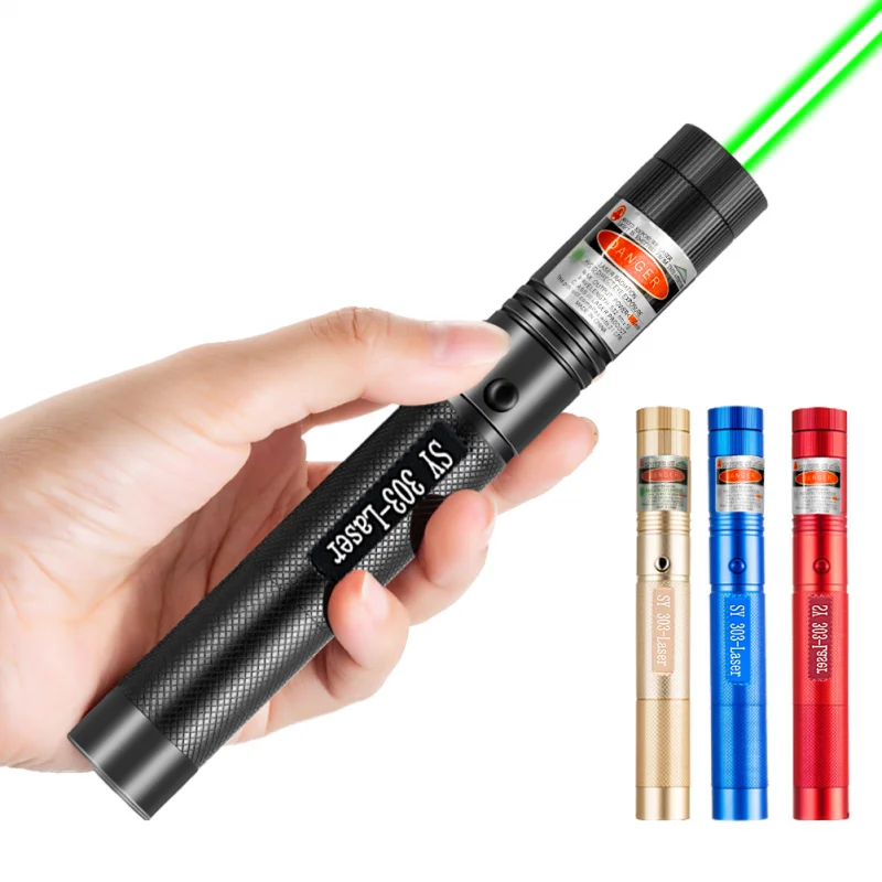 

High Power Laser Pointer 303 Military Burning Torch Powerful gold Green Red Laser Pen Light Cat Laserpointer With Laser Cap