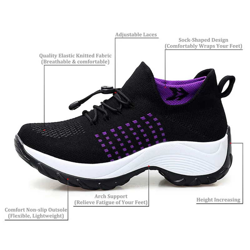 YISHEN Women's Walking Shoes Fashion Sock Sneakers Breathable Nursing Shoes Platform For Women Loafers Non-Slip Chunky Shoes
