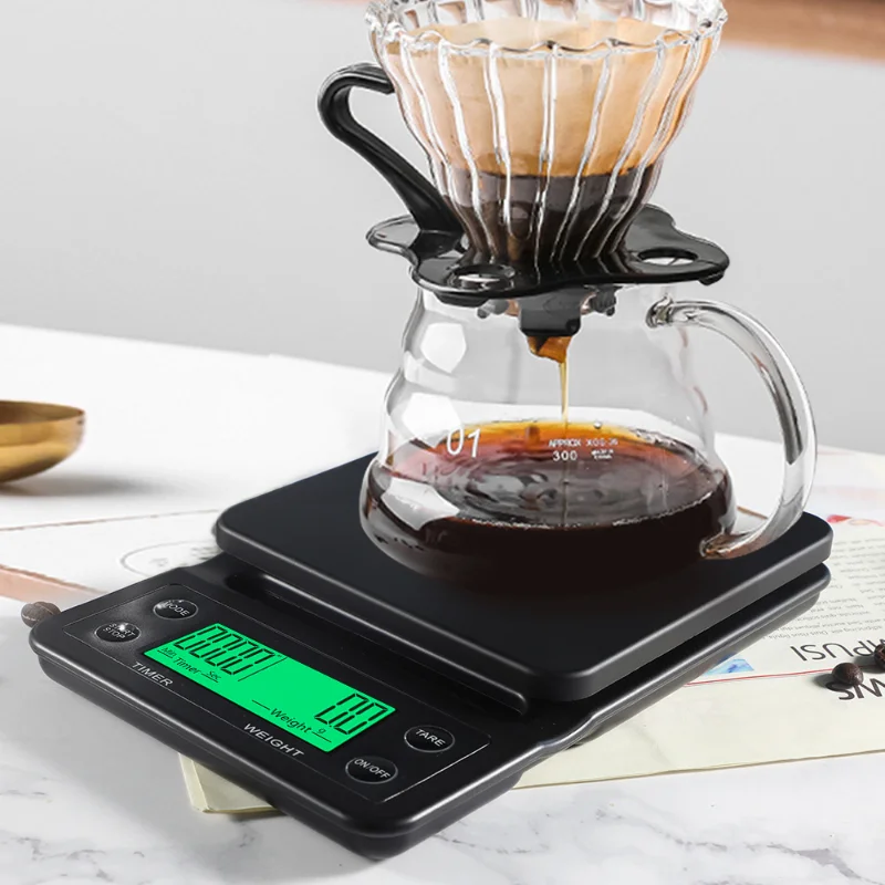 

Precision Drip Coffee Scale Coffee Weighing 0.1g Drip Coffee Scale with Timer Digital Kitchen Scale High Precision LCD Scales