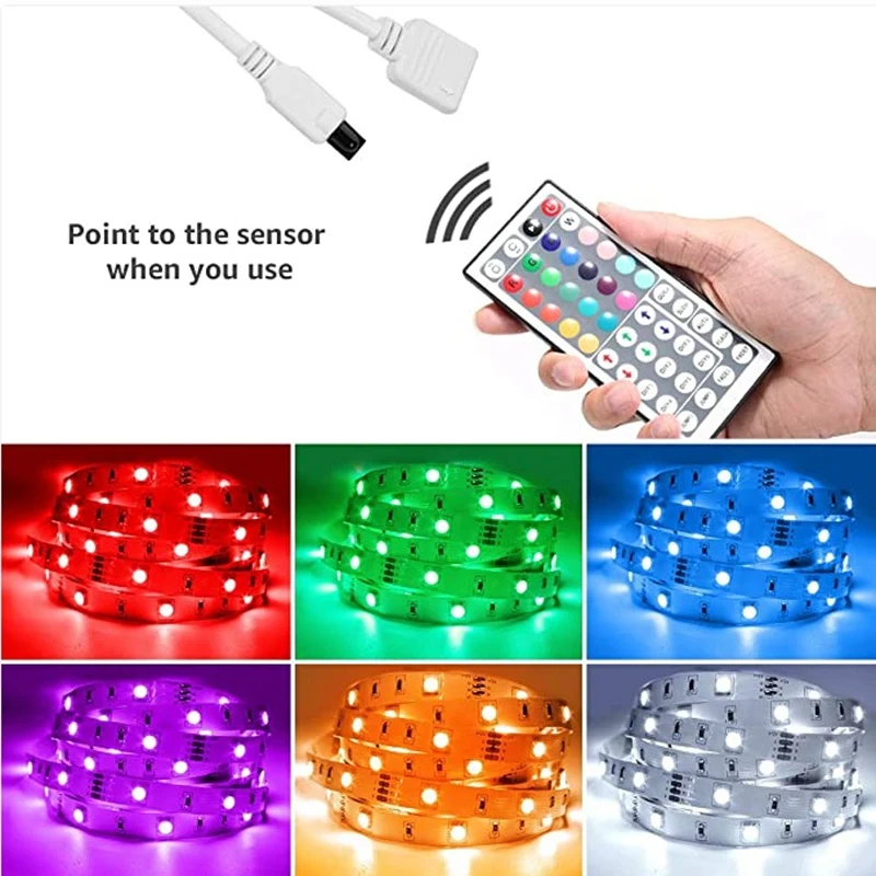 

AT35 20M RGB Light Strip 3528 1200LED Flexible LED Strip Light With 44 Key Remote+Controller For Christmas Livingroom Bedroom