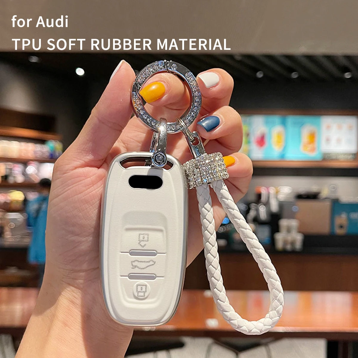 

For Audi TPU Car Remote Key Case Cover Shell Fob A4L A6L A5 A7 A8 Keychain Protector Key Bag Auto Accessories