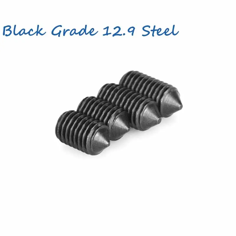 

10-50pc M3 M4 M5 M6 M8 M10 M12 DIN914 Black Grade 12.9 Steel Hex Hexagon Socket Allen Cone Point Grub Set Screw Tapered End Bolt