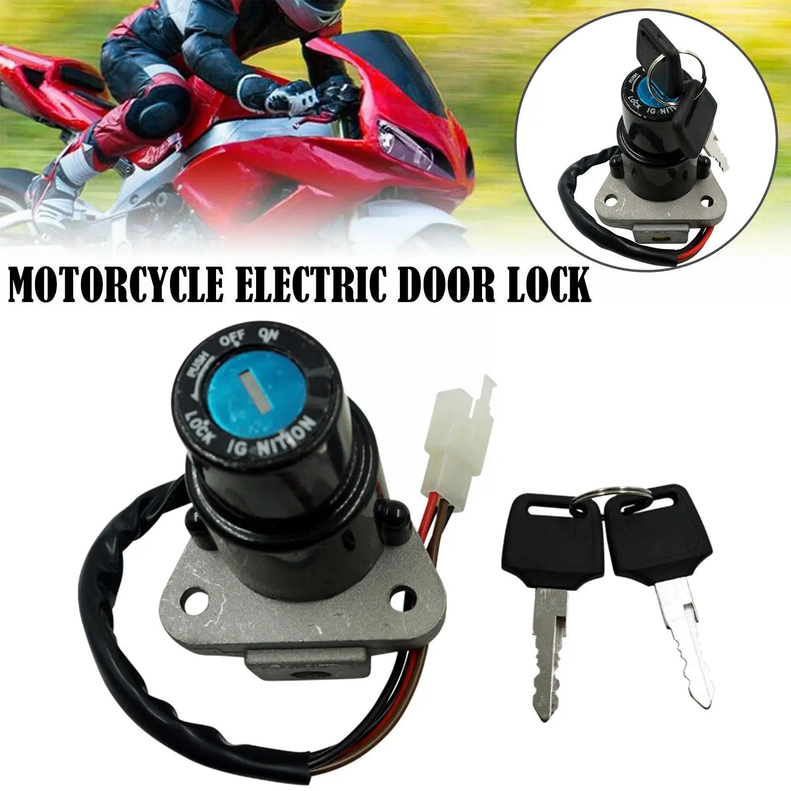 

Universal Motorcycle Motorbike Ignition Switch Key Electric Door Lock Fit for YAMAHA DT125 TW225 ATV Moto Accessories with R2V1