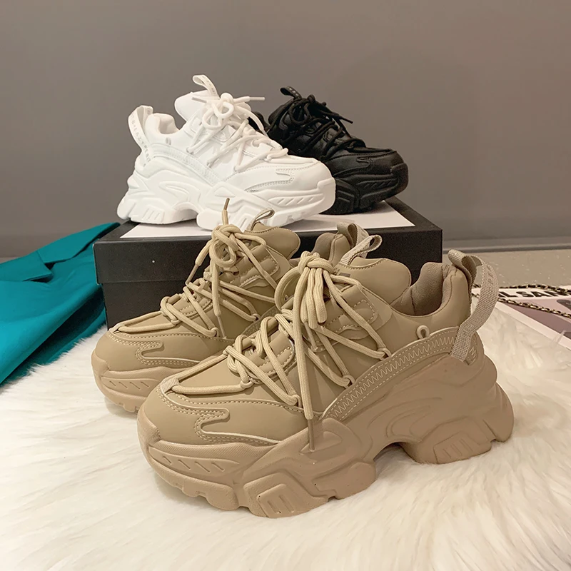 

Массивные кроссовки, новинка 2022, женская повседневная обувь, роскошные дизайнерские туфли на платформе со шнуровкой, модная женская обувь, ...