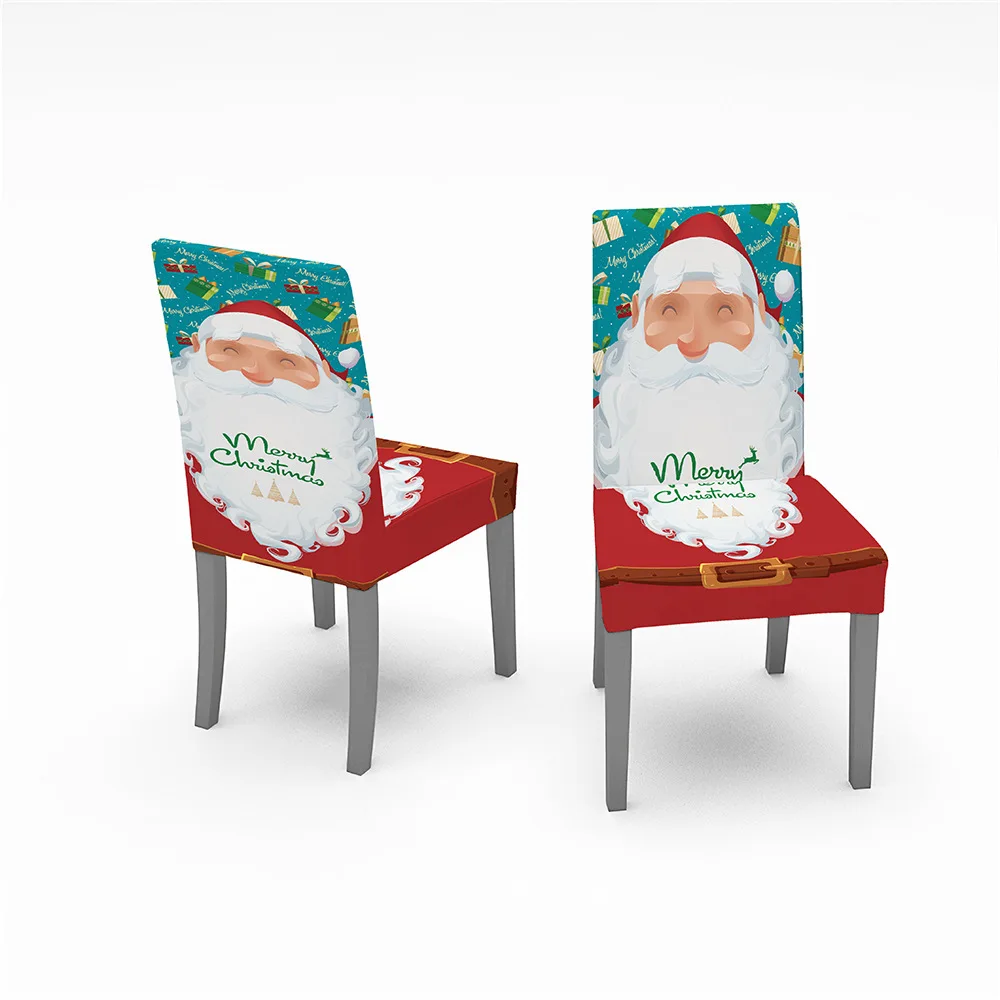 

Christmas Chair Covers 1pc Universal All Inclusive Stretch Santa Printed Seat Cover Dining Chairs Slipcover for Dining Wedding