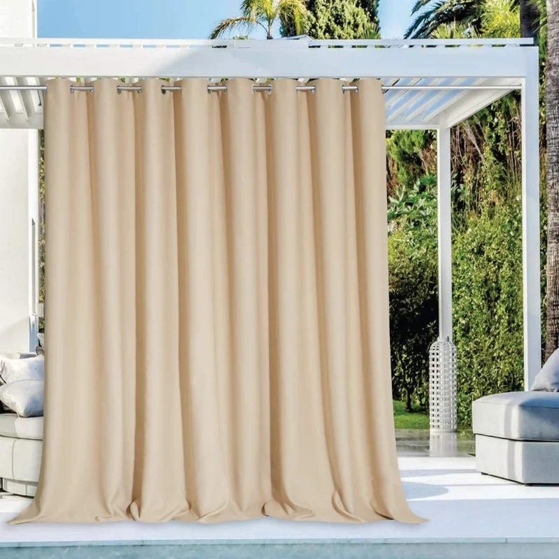 

NICETOWN 15 Colors Outdoor Curtain Drape Blackout Light Blocking Fade Resistant with Grommet Rust-Proof for Porch&Beach&Patio