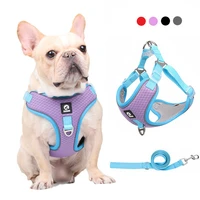 comfortable dog harness and leash set adjustable dog harness no pull reflective medium large dog for french bulldog walking