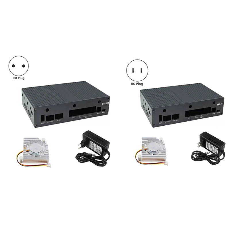 Алюминиевый корпус для Banana Pi BPI-R4 с вентилятором источник питания постоянного