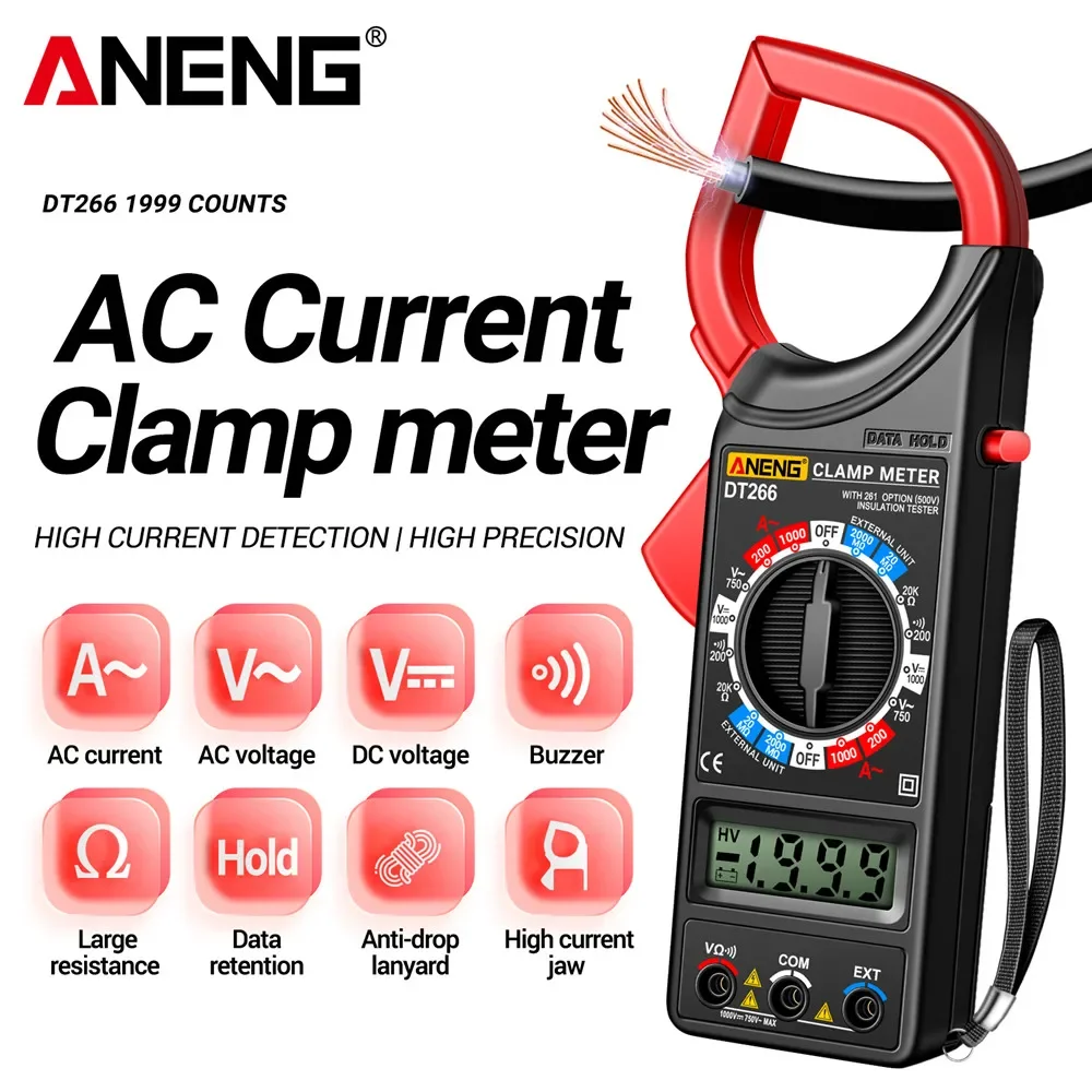 ANENG DT266-8 умные клещи цифровые профессиональные 1999 отсчетов высокоточное
