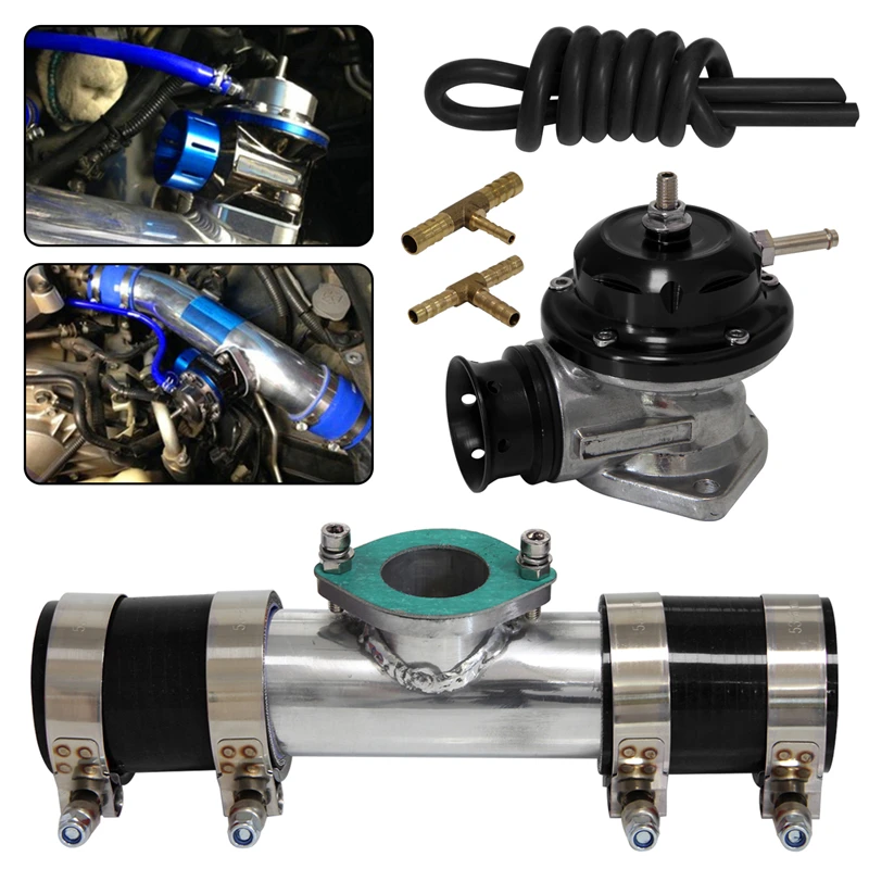 

30PSI TS BOV turbo + 2" 50mm Flange Pipe + 2 x black silicone hoses+ 4 x clamps black