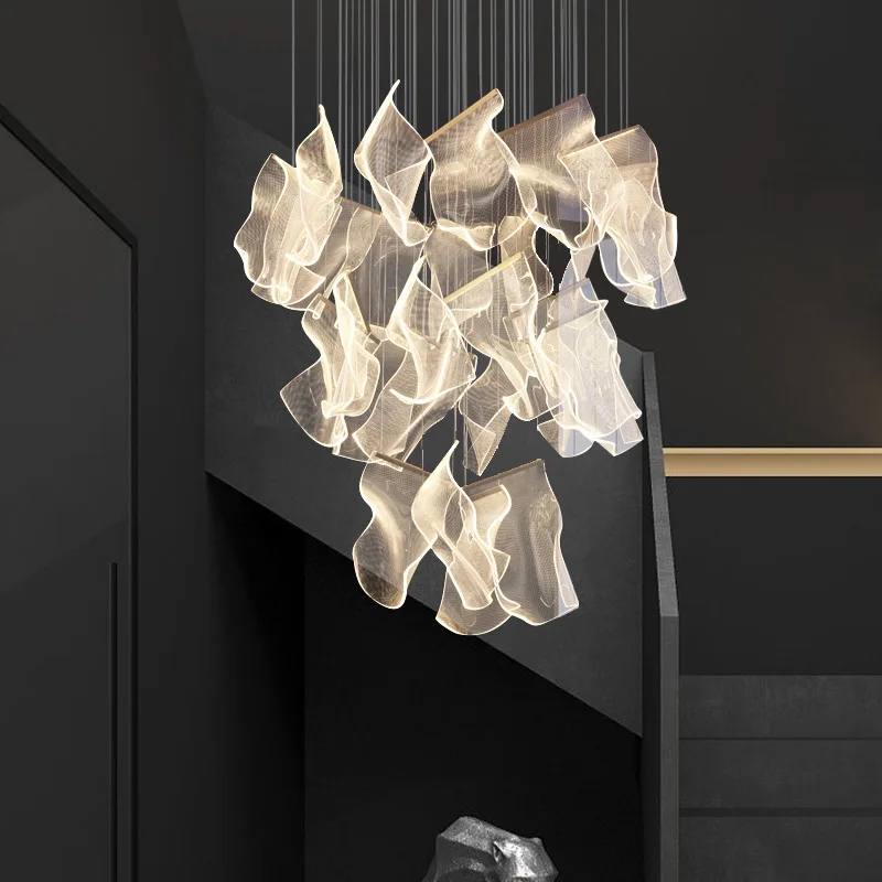 Креативная светодиодная Подвесная лампа в стиле постмодерн, регулируемый светильник для столовой, гостиной, дуплексный вращающийся лестни...