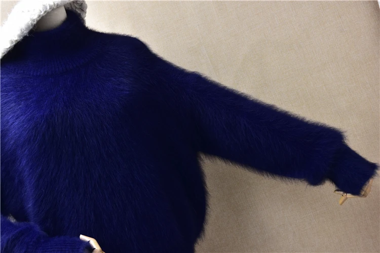 Женская осенне-зимняя одежда синяя волосатая плюшевая норковая кашемировая
