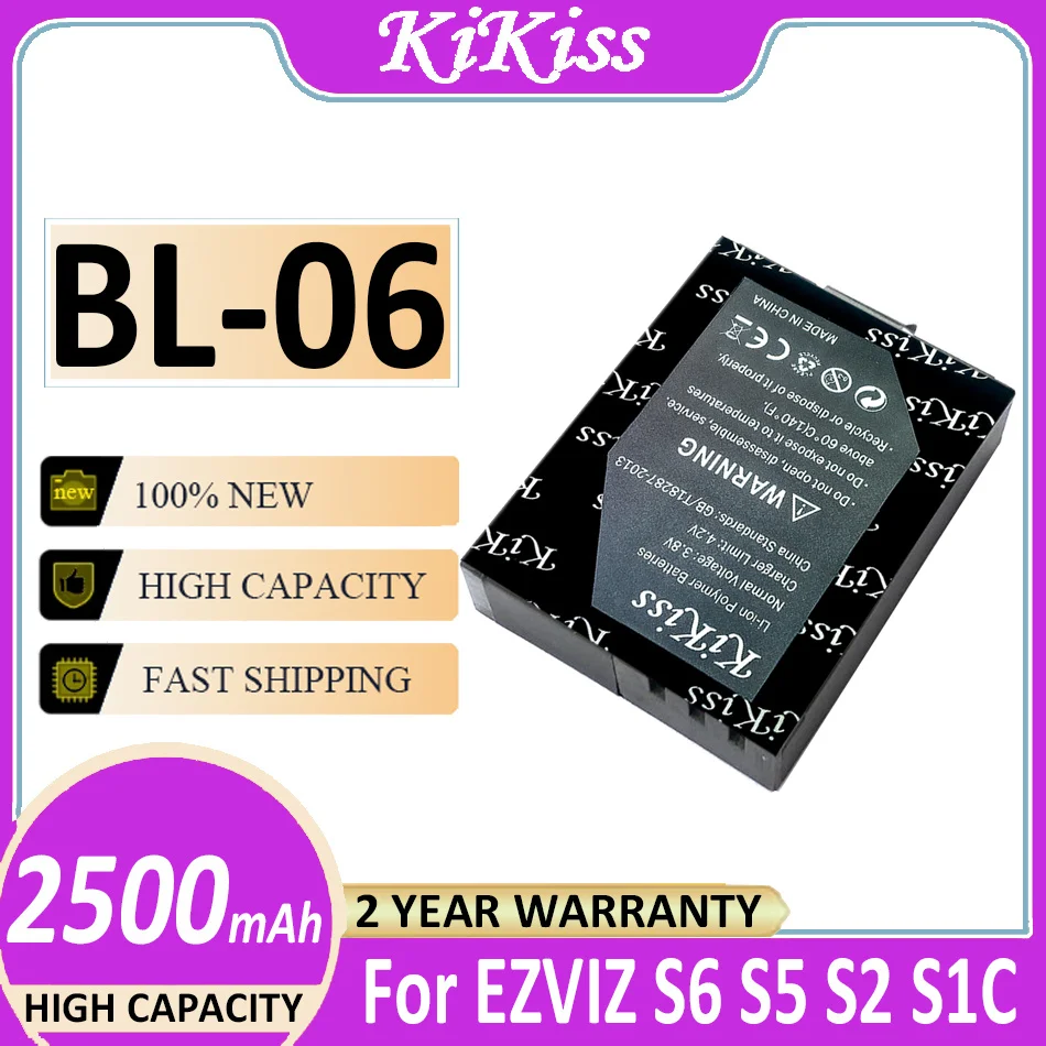 

Оригинальный мощный аккумулятор KiKiss BL-06 2500 мАч для EZVIZ S6 S5 S2 S1C Bateria
