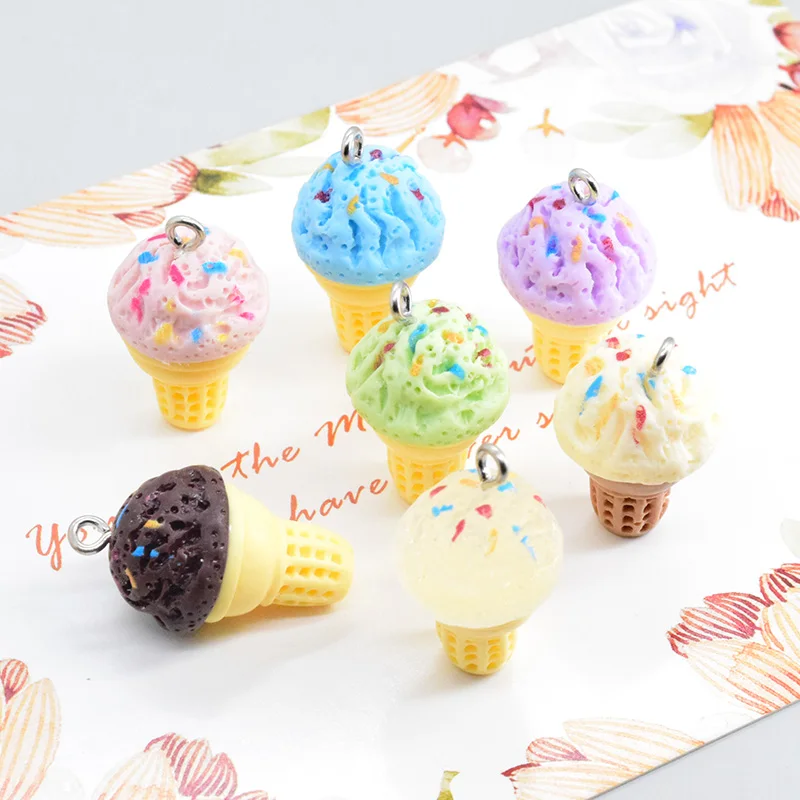 10/14 шт. 3D Мини конус мороженого из смолы шармы Милая еда брелок серьга Подвеска
