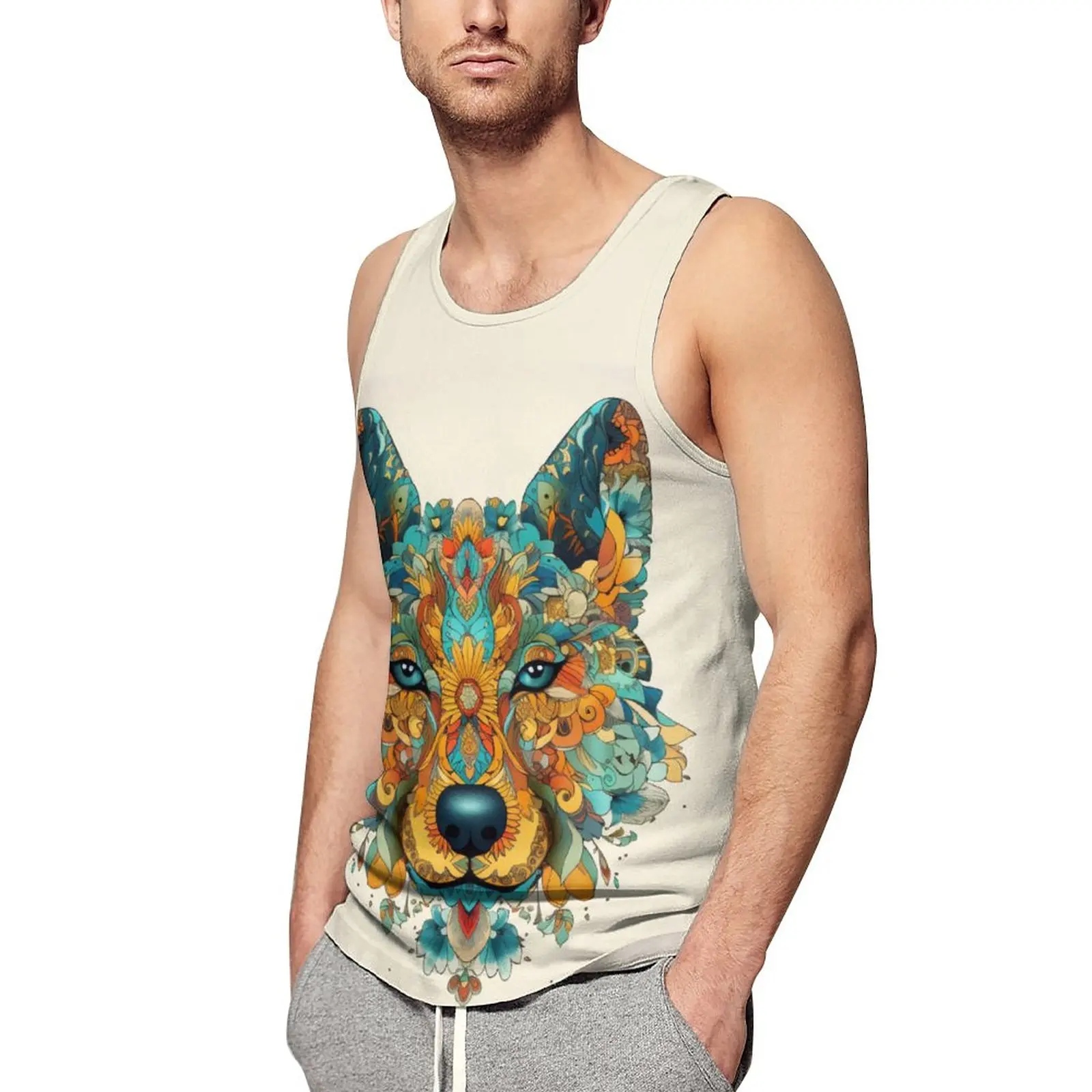 

Dog Daily Tank Top Animal Mandala Training Tops Man Pattern Muscle Sleeveless Shirts Big Size