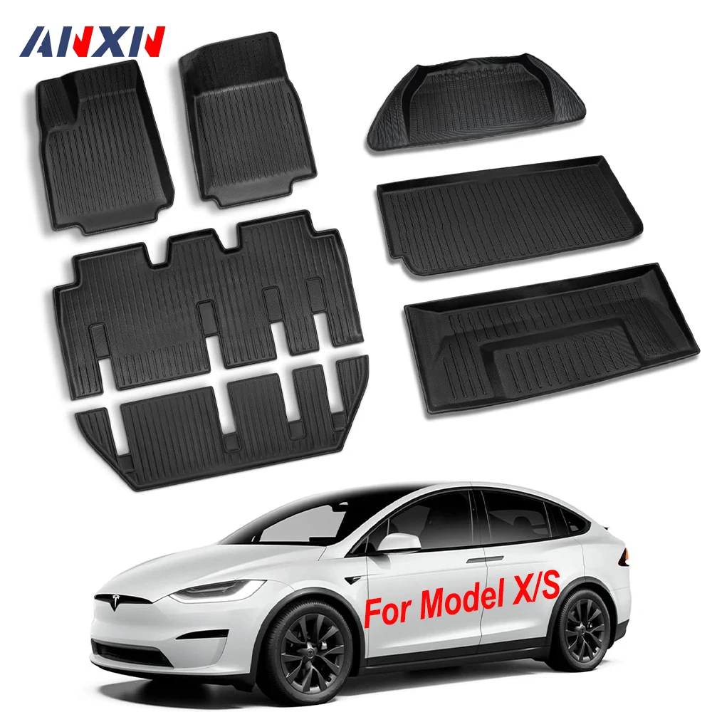 Per Tesla Model S Modello X 5 6 7 Posti 2021 - 2023 Tappetino Tappetino Antiscivolo Impermeabile Per Tutte Le Stagioni Tappetino Per Bagagliaio Cargo 