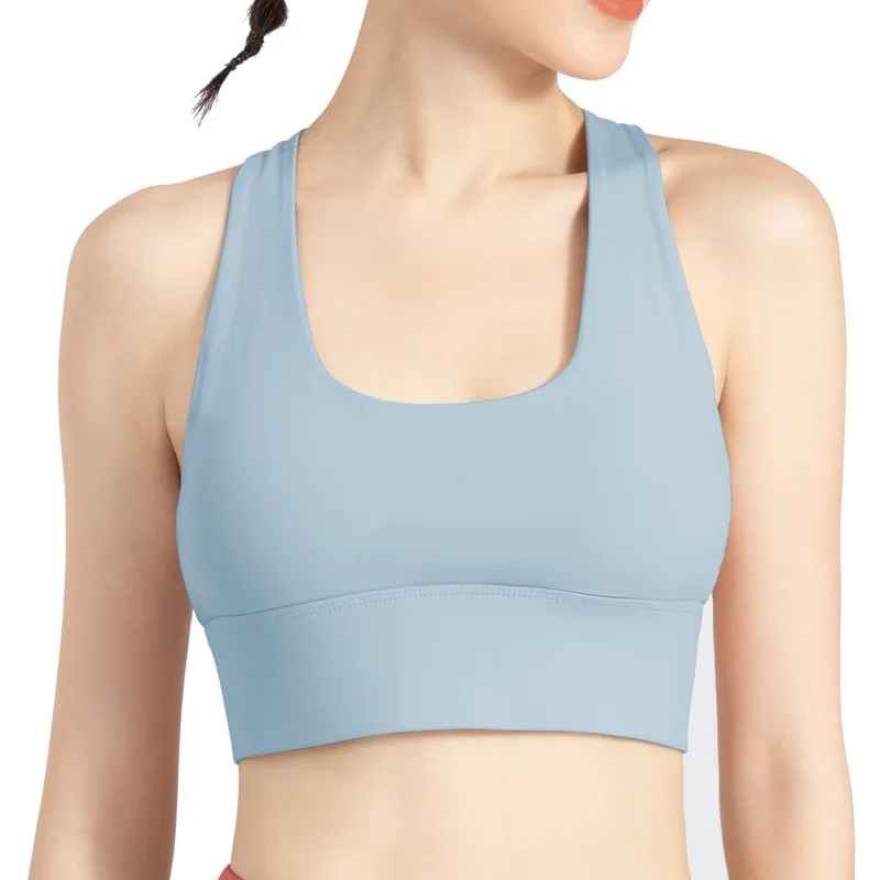 Nylon Summer Sport Wear For Womem Fitness Vest Sports Bra High Impact Full Size Quick Drying Nude Bra Top For Yoga