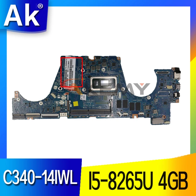 

LA-H081P For Lenovo ideapad C340-14IWL / FLEX-14IWL Laptop Motherboard with CPU I5-8265U 4GB FRU 5B20S42110 DDR4 100% Fully OK