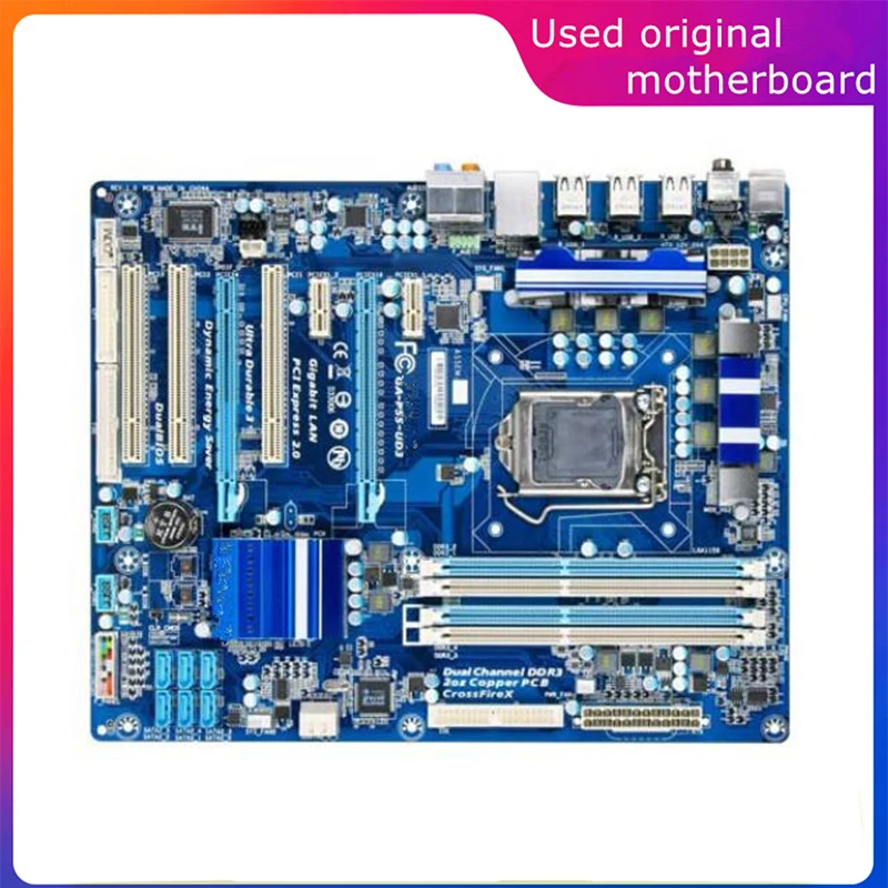 

Used LGA 1156 For Intel P55 GA-P55-UD3 P55-UD3 Computer USB2.0 SATA2 Motherboard DDR3 16G Desktop Mainboard