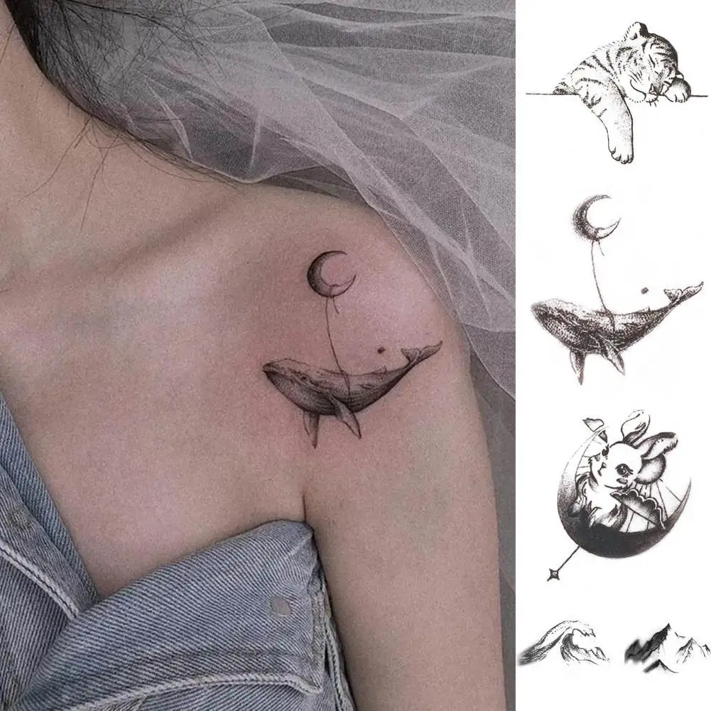 

10Pcs Body Tattoo Ultra Thin Removable Paper Black White Little Tiger Fake Body Tattoo for Students