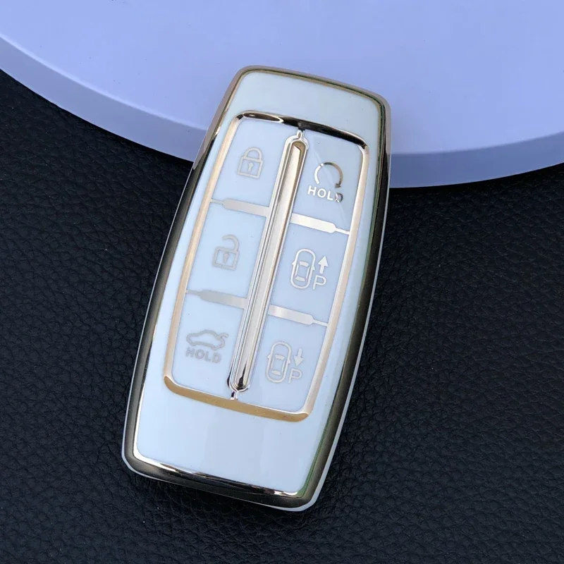 

Чехол для автомобильного ключа из ТПУ с 6 кнопками для Genesis GV70 GV80 G80, чехол для автомобильного ключа, держатель, автомобильные аксессуары, брелок для ключей
