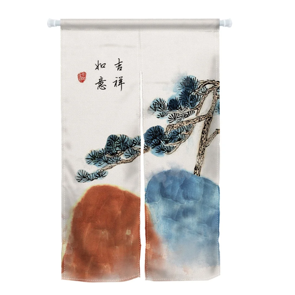 

Льняная китайская дверная занавеска "Гора"