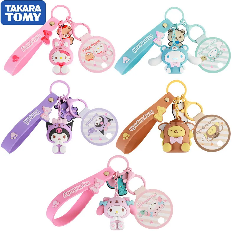 

Аниме Фигурка Tomy Sanrio Hello Kitty Kuromi My Melody Cinnamoroll Серия животных Kawaii брелок сумка Декор девочка игрушки подарок