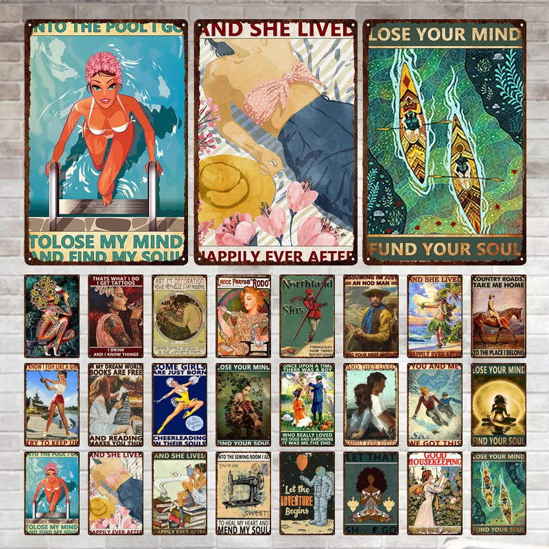 

Vintage Metal Tin Sign Lose Your Mind Quotes Metal Plaque Shabby Retro Wall Sticker Iron Plate for Man Cave Club Bar Pub Decor