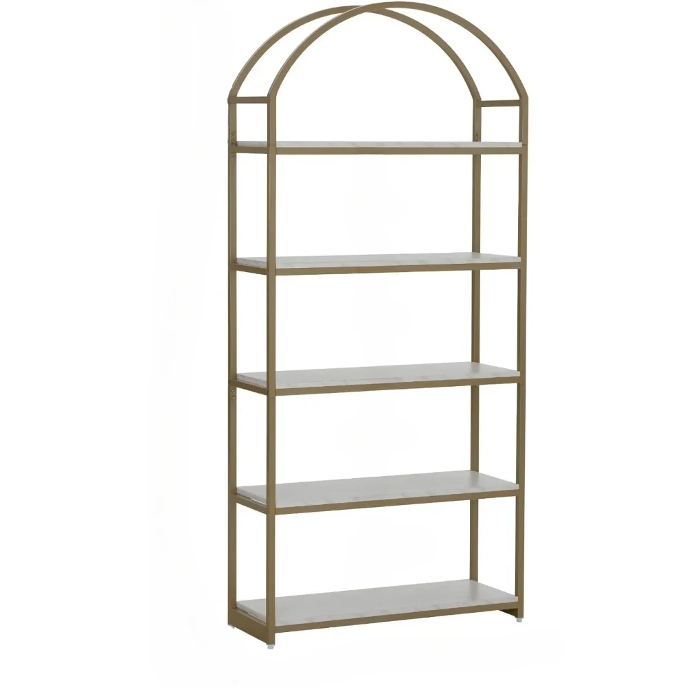 Книжная полка книжный шкаф с 5 полками из искусственного мрамора отделкой