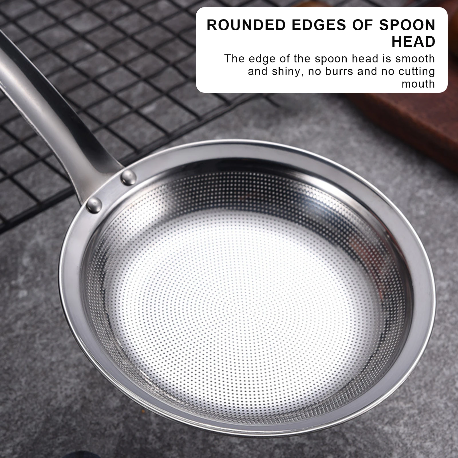 

Oil Colander Spoon Long Handle Stainless Steel Colander Spoon Fine Mesh Colander Kitchen Vegetable Strainer Clip Kitchen Gadgets