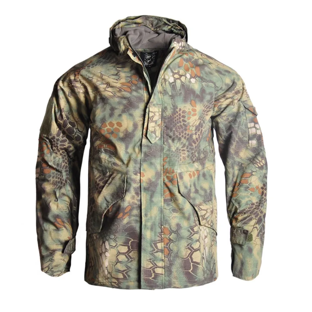 

Мужская осенне-зимняя уличная куртка с флисовой подкладкой, ветровка, Охотничья Боевая куртка с капюшоном, тактическая армейская верхняя одежда, камуфляжная куртка