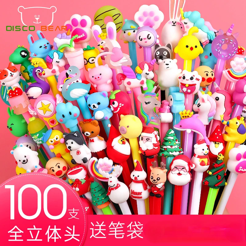 

300 шт./компл. kawaii Мультфильм 0,38/0,5 мм набор нейтральных ручек Студенческая Подпись творческие канцелярские принадлежности для офиса и школы ...