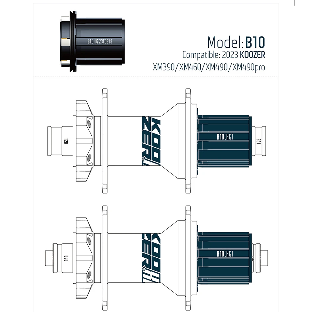 Бесплатный втулочный механизм (фрихаб) для втулок Koozer XM490 XM390 BM440 XM460 Pro, совместимый с кассетами HG Micro Spline XD XDR, 11 скоростей, 12V, 6 пальцев, для MTB и шоссейных велосипедов Cube (art.: 3920dc52502a2) - 3920dc52502a2