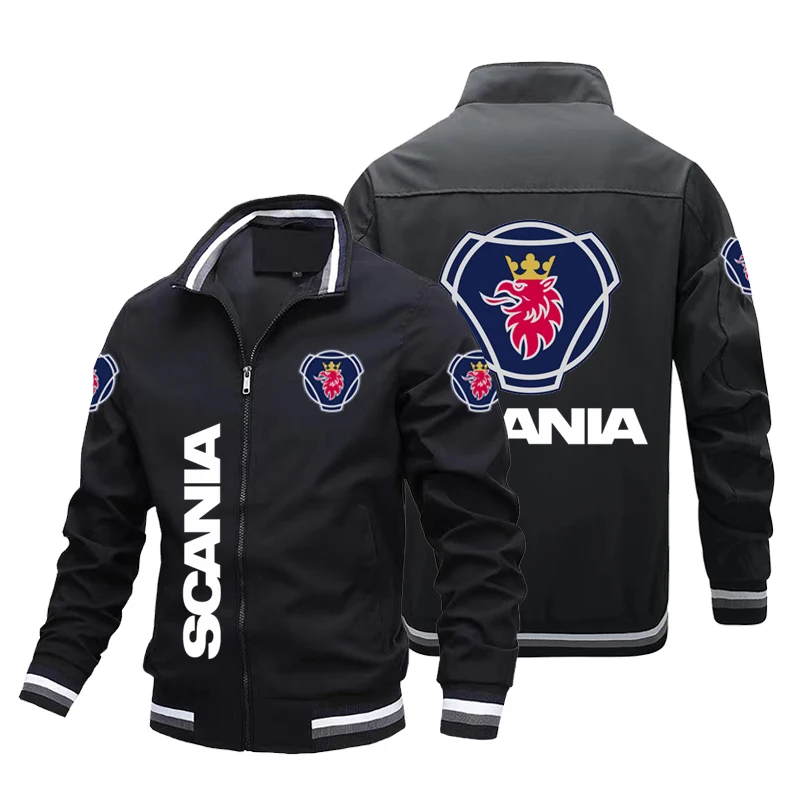 

Новая повседневная ветровка, мужская куртка SCANIA, куртка на молнии с принтом логотипа, бейсбольная куртка в стиле хип-хоп, Мужская ветровка, мотоциклетная куртка