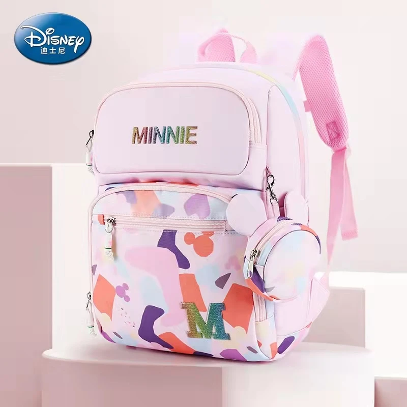 

2022 Disney Minnie School Bags For Girls Mickey Primary Student Shoulder Orthopedic Backpack Grade 1-3 Large Capacity Mochilas